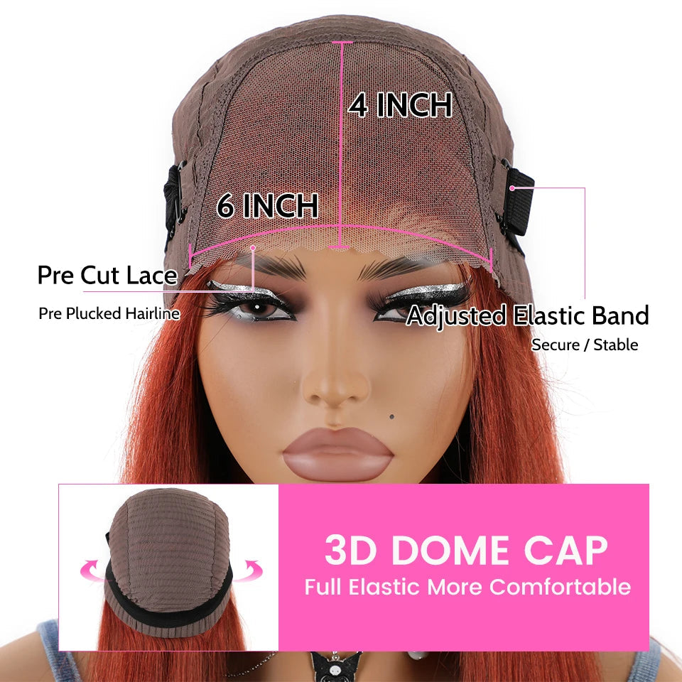 Reddish Brown Straight Glueless Wig